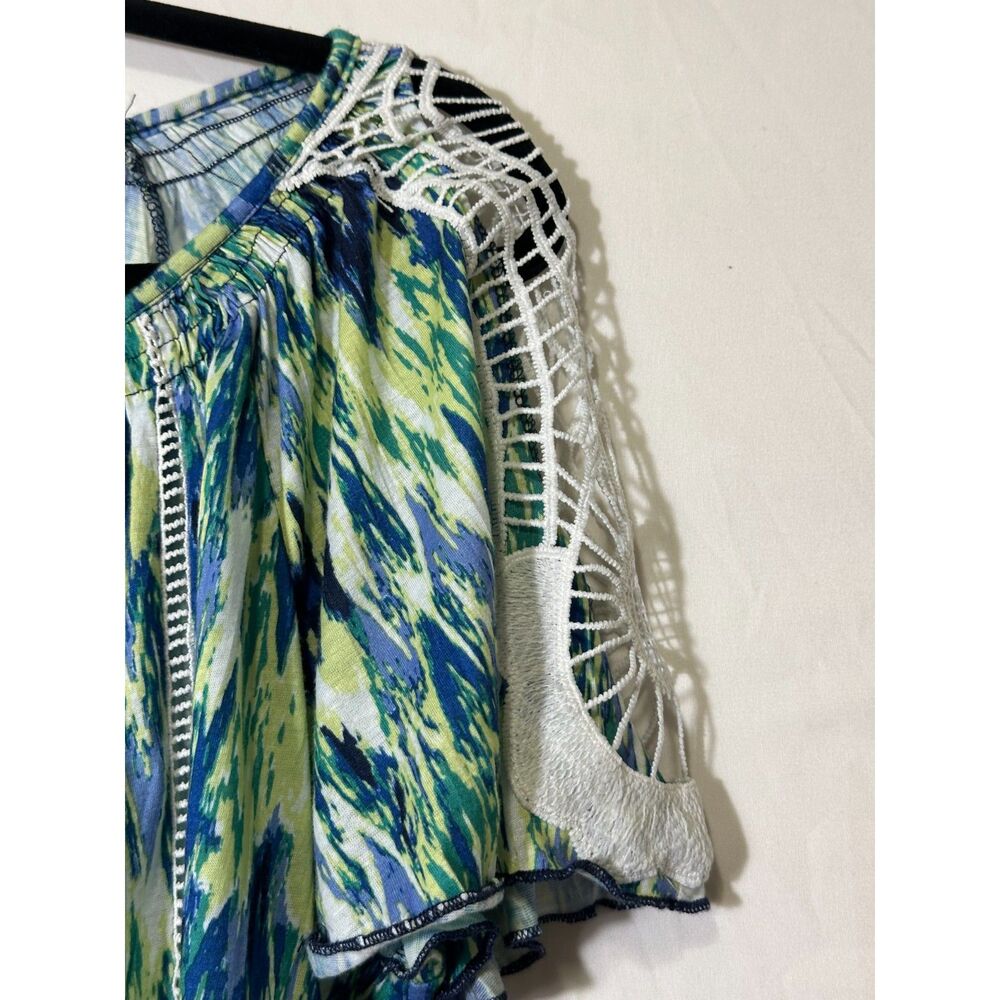 New York Laundry Women's Lace Cold Shoulder Button Up Abstract Blouse Size 1X - Picture 4 of 5